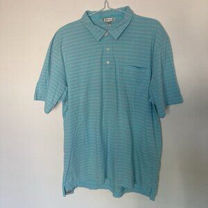 Peter Millar Blue Teal Salmon Striped Polo Size XL